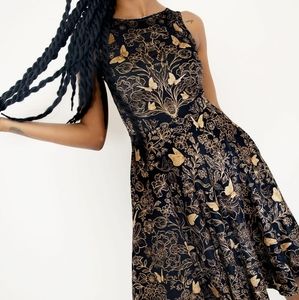 Golden Garden Velvet Midi Dress